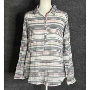 Columbia Brooks Lake Striped Long Sleeve Tunic Top 100% Cotton Size XL AV6054